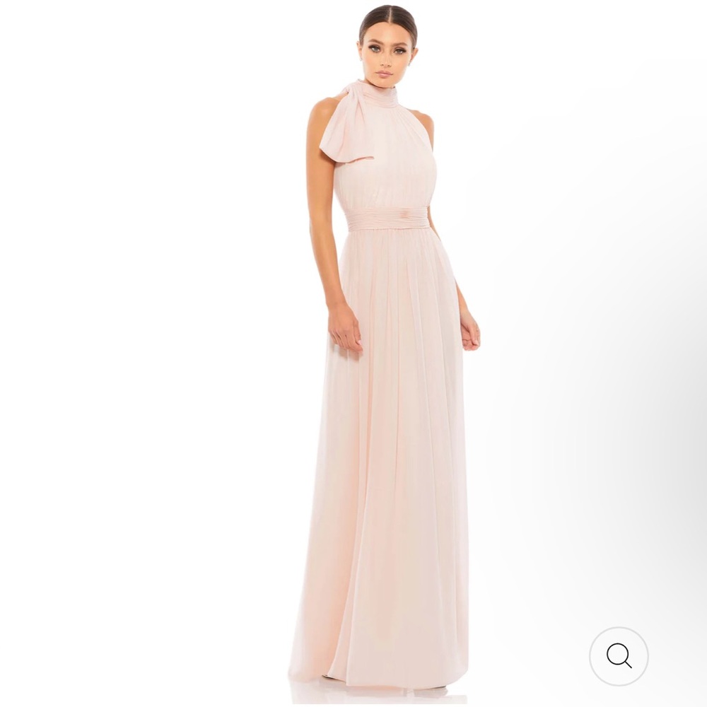 Mac Duggal #55035 HIGH NECK CHIFFON GOWN PALE PINK, SZ 16